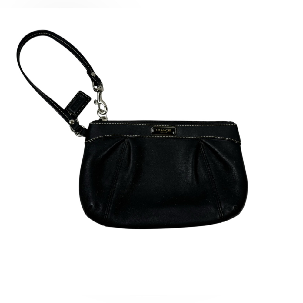 Coach Pleated Signature Wristlet in Black